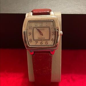 Ecclissi Women’s Sterling Silver Watch with Red Leather Strap